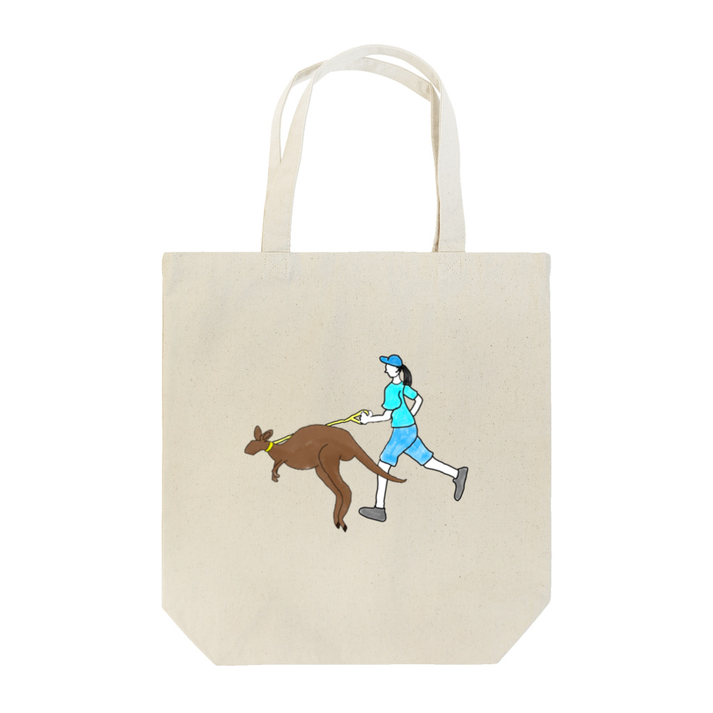 TOMASTOMASのカンガルーとジョギングする人 Tote Bag