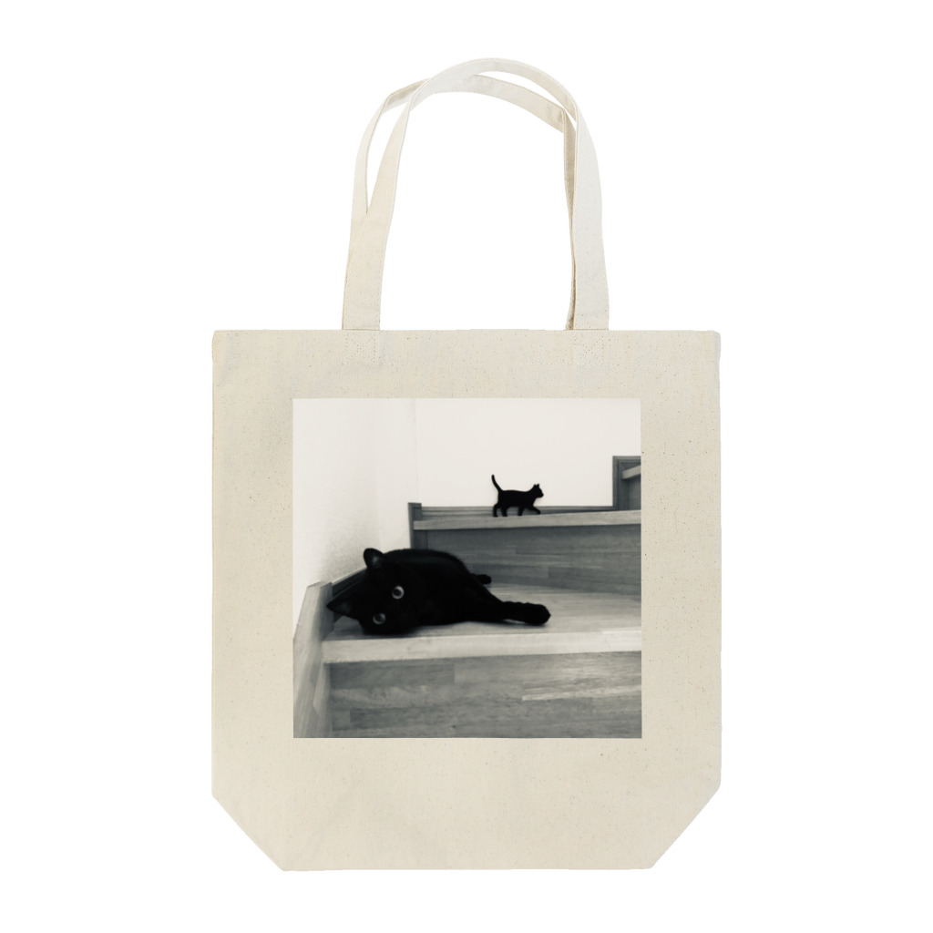 保護猫支援ショップ・パール女将のお宿の黒猫ちゃんのつどい　モノクロ Tote Bag