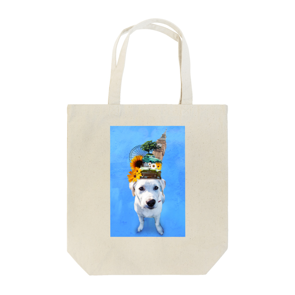 .A02 DESIGN STUDIO の白いわんちゃんこらーじゅ Tote Bag