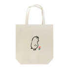 前髪ぱっつん◆SUZURI店の赤い花を見つめる豚さん Tote Bag