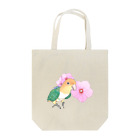 まめるりはことりのお花とシロハラインコちゃん【まめるりはことり】 Tote Bag