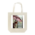 葉のり猫ショップのピンクの日傘 トートバッグ