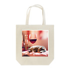 Shironekokuuの赤ワインと眠りねこ トートバッグ
