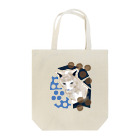 ねこじゃらしの水玉と猫 -polka dots and cat-（青茶） トートバッグ