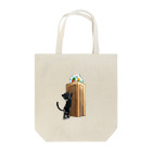 NO.VOの【NO.VO】猫と金魚鉢 黒ver. Tote Bag