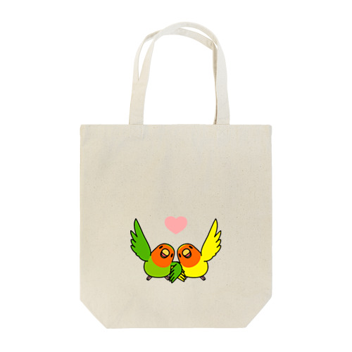 ハイタッチなかよしコザクラインコ【まめるりはことり】 Tote Bag