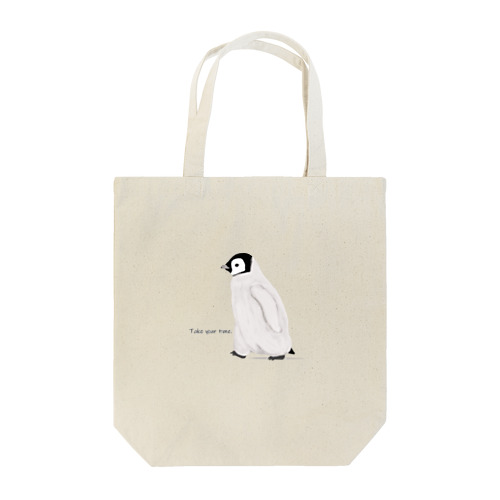 皇帝ペンギンのヒナ（ロゴに白いフチドリ有り） トートバッグ