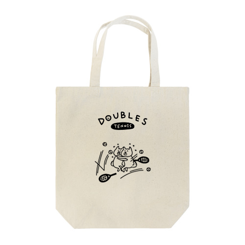 テニス　ダブルスに挑むイヌ Tote Bag