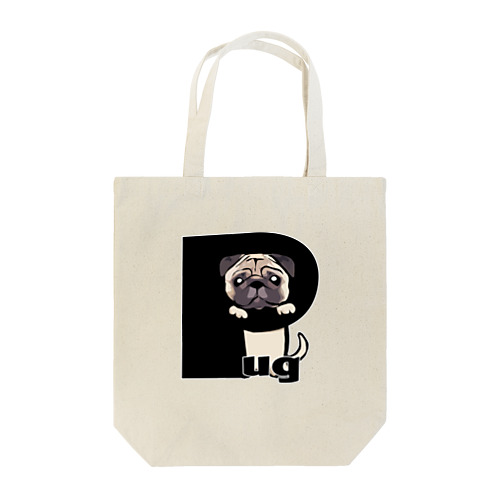 アルファベット犬　パグ Tote Bag