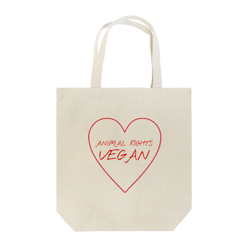 Animal Rights Vegan ハート(赤) Tote Bag