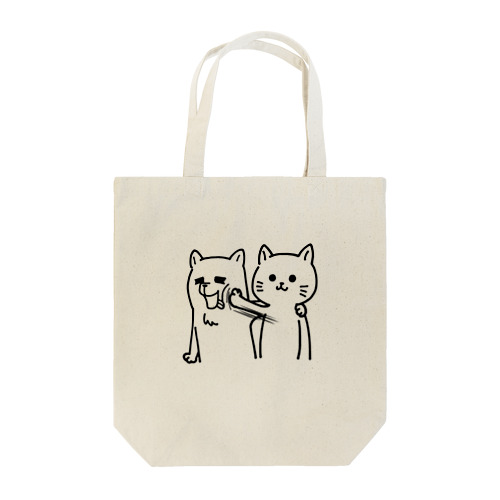 なかよし、わんことにゃんこ(黒) Tote Bag