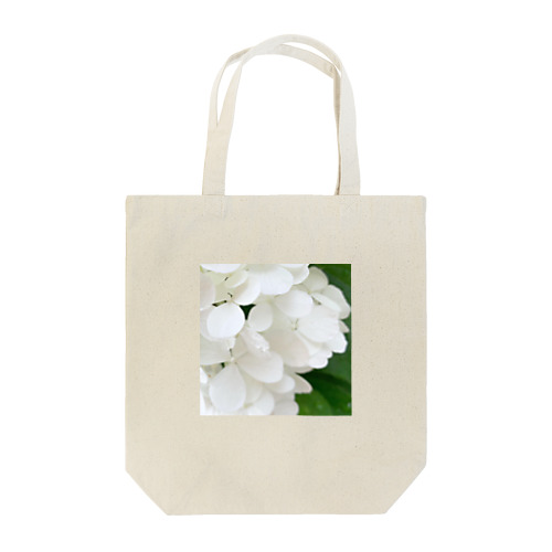 白紫陽花から落ちる雫 トートバッグ