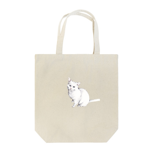 座る白猫（背景なし） Tote Bag