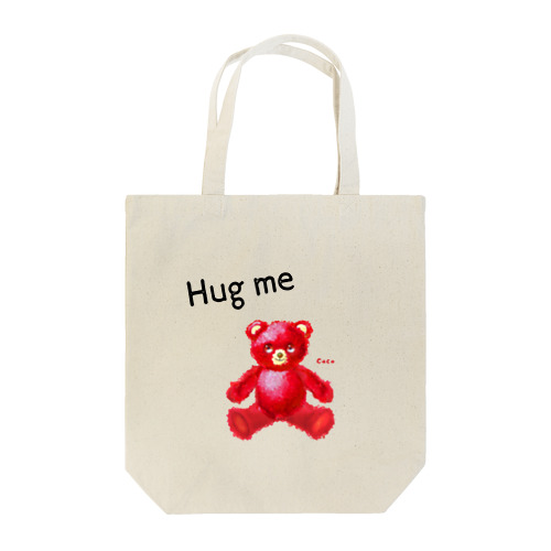 【Hug me】（赤くま） トートバッグ
