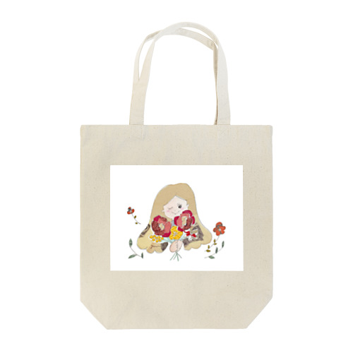 花束を持つ女の子 Tote Bag