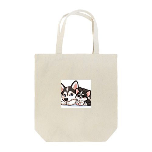 いつも仲良しハスキー&チワワ Tote Bag