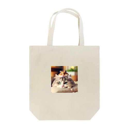 猫とハムスター仲良し Tote Bag