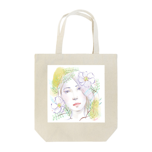 お花と水彩の子 Tote Bag