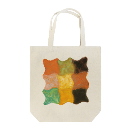 オレンジ、イエロー、グリーンの抽象画 Tote Bag