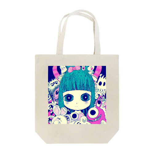 girl and monsters Tote Bag