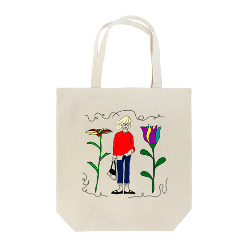 レディーとお花 Tote Bag