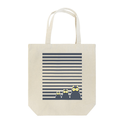 青ボーダーたぬきケーキ Tote Bag