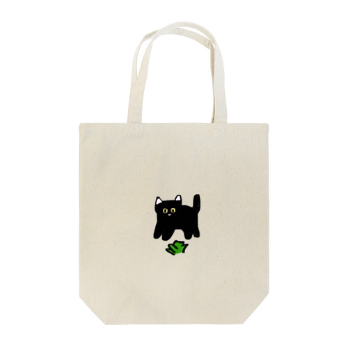 A black cat walking happily Tote Bag