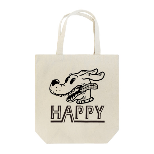 happy dog (black ink) トートバッグ