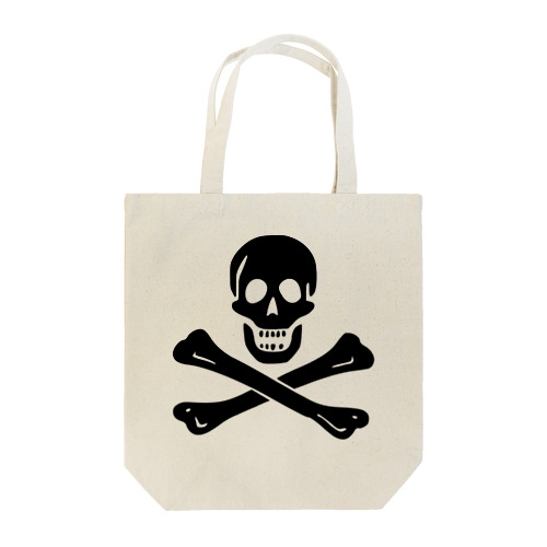 海賊旗スカル-Jolly Roger サミュエル・ベラミーの海賊旗-黒ロゴ トートバッグ