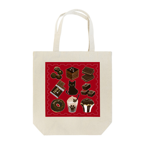 ニャンコと美味しい時間「CHOCOLATE・RED」 Tote Bag