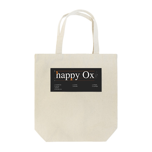 「happy Ox」タイポグラフィ トートバッグ