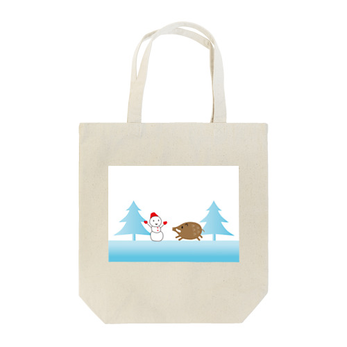 雪だるまとイノシシ Tote Bag