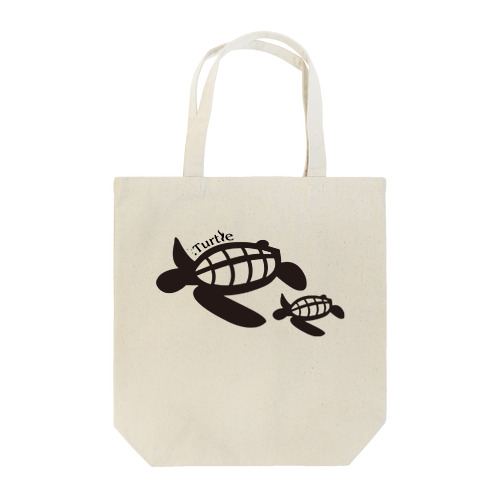 Turtle-Black Tote Bag
