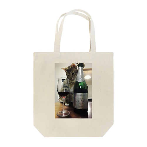 猫とワイン トートバッグ
