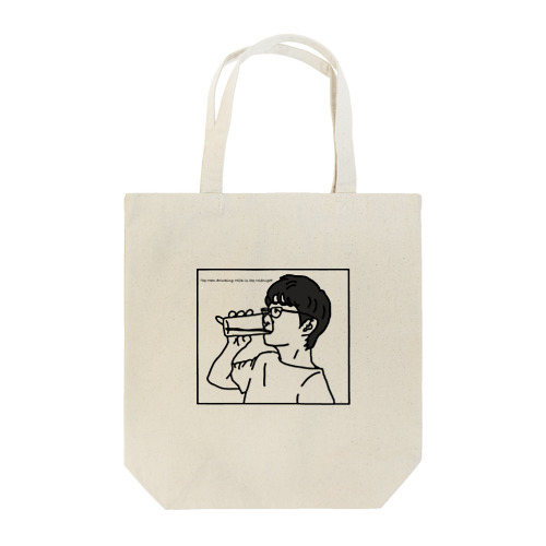 Man drinking milk in the midnight  Tote Bag