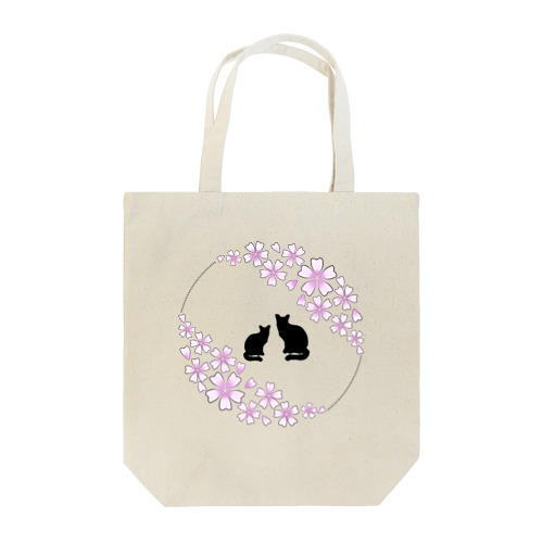 黒猫と桜 Tote Bag