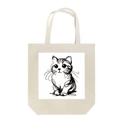 一筆書きで描かれたかわいい猫のイラスト Tote Bag