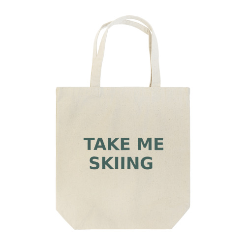 TAKE ME SKIING green トートバッグ