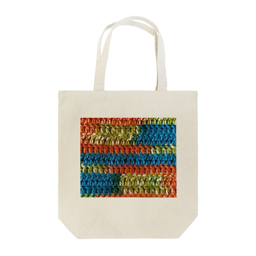 ウール毛糸手編み柄カラフル オレンジ系 Tote Bag