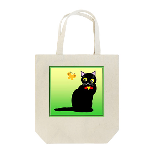 黒猫と蝶々 Tote Bag