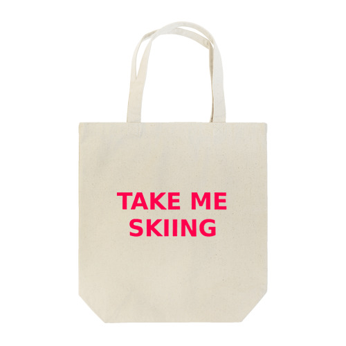 TAKE ME SKIING red トートバッグ