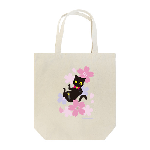 黒猫とさくら Tote Bag