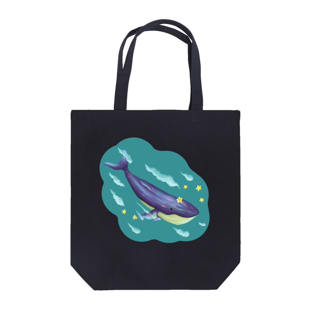 ari designの星と泳ぐシロナガスクジラ トートバッグ