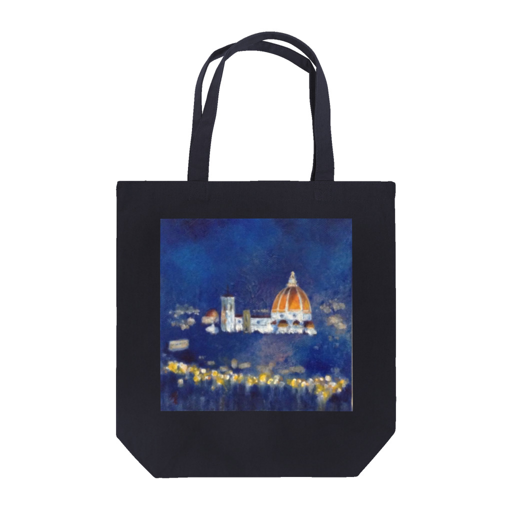 Akiyoのフィレンツェ画房 の青い夜の大聖堂 トートバッグ