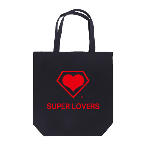 SUPER LOVERS 90sスクールロゴ  赤pt トートバッグ