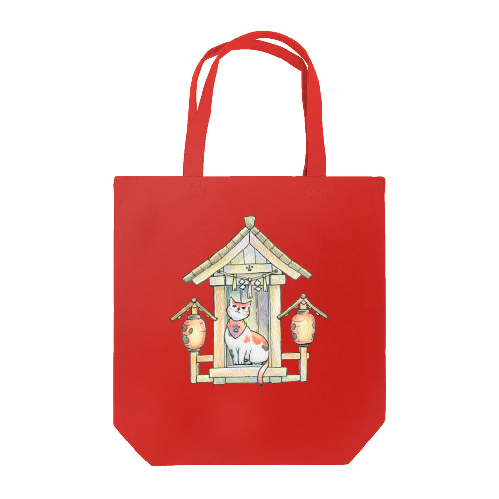 猫神神社の社と守り猫 Tote Bag