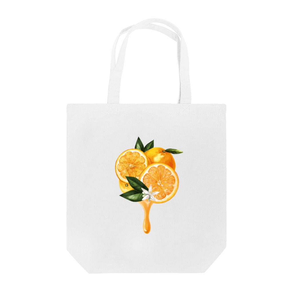 カワウソとフルーツの【forseasons】オレンジ トートバッグ
