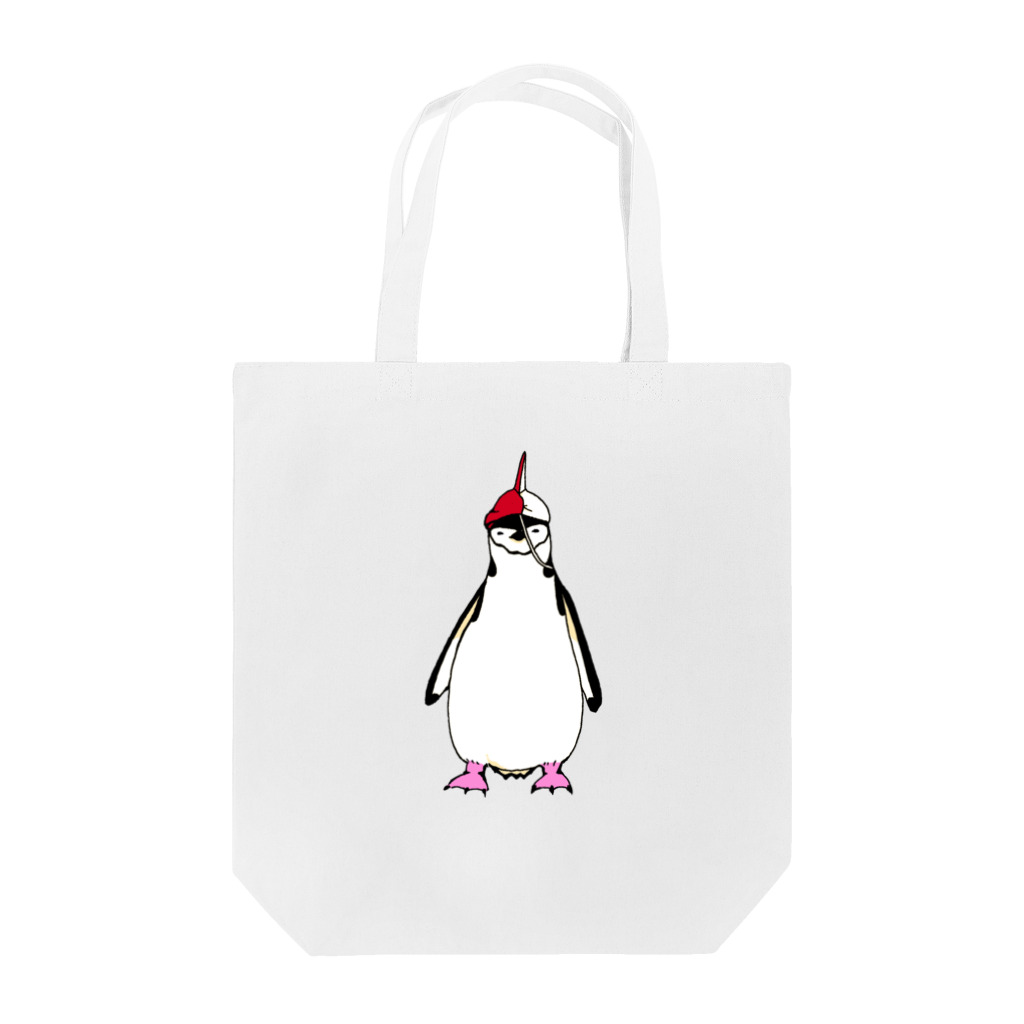 ペンギンやさんの紅白帽子ヒゲペンギン トートバッグ