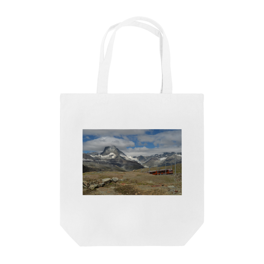 山岳グッズのお店のスイス山岳と電車のバッグ　＃002 トートバッグ