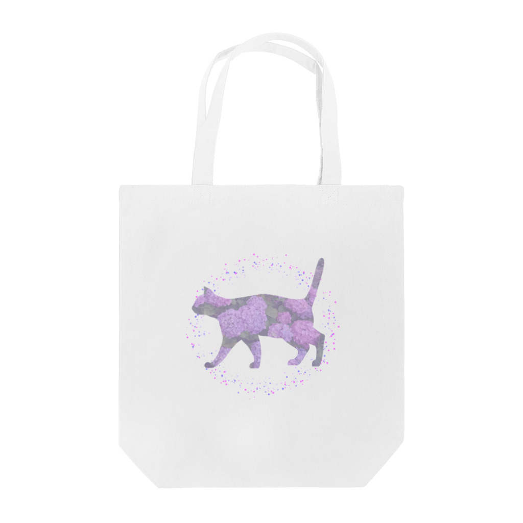 ねこや Ryoko -猫屋 りょうこ-のねこ　やさしい紫陽花 Tote Bag